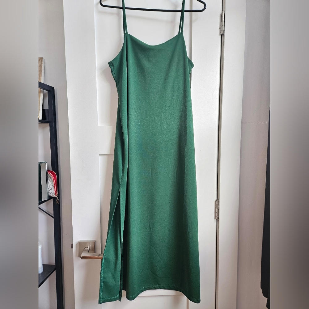 H&M Emerald Green Midi Dress with Side Slit